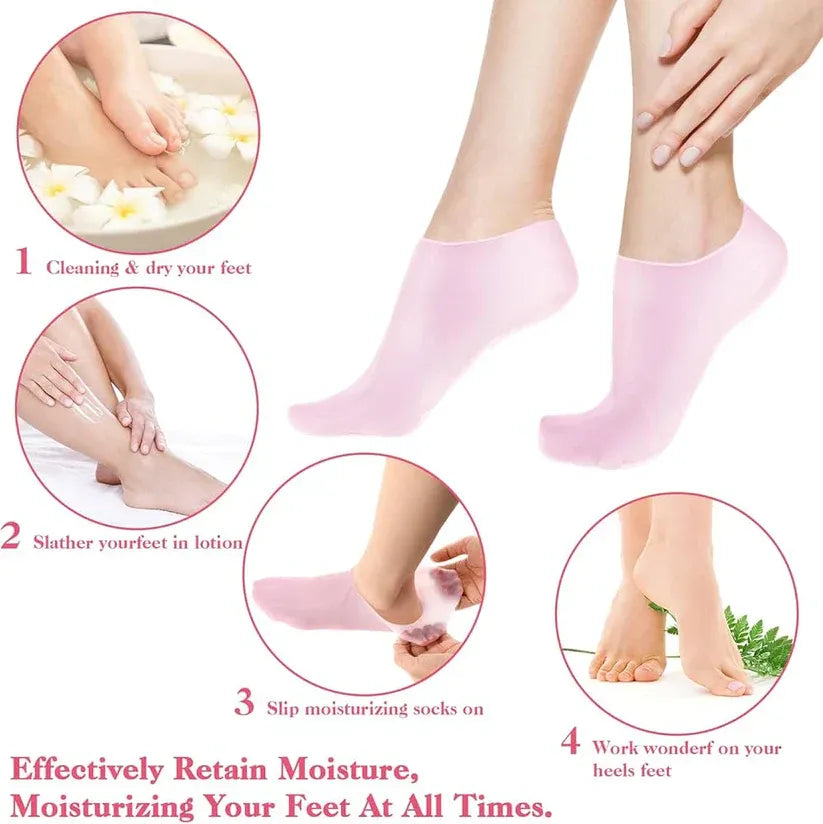 (BUY 1 GET 1 )Silicone Gel Moisturizing Sock Prevent Foot Heel Crack Shoes