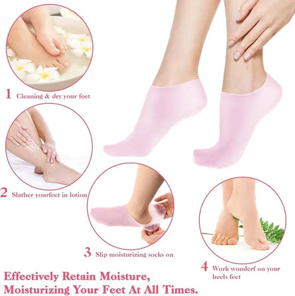 (BUY 1 GET 1 )Silicone Gel Moisturizing Sock Prevent Foot Heel Crack Shoes